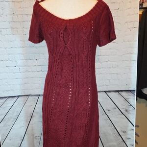 Decree Maroon Knit Mini Dress